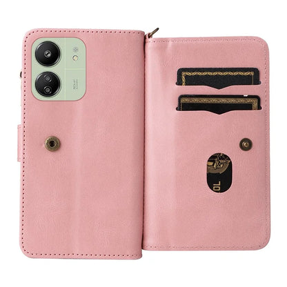 KT Multi-Functional Series-2 For Xiaomi Redmi 13C 4G / Poco C65 4G Leather Phone Case with Zipper Wallet
