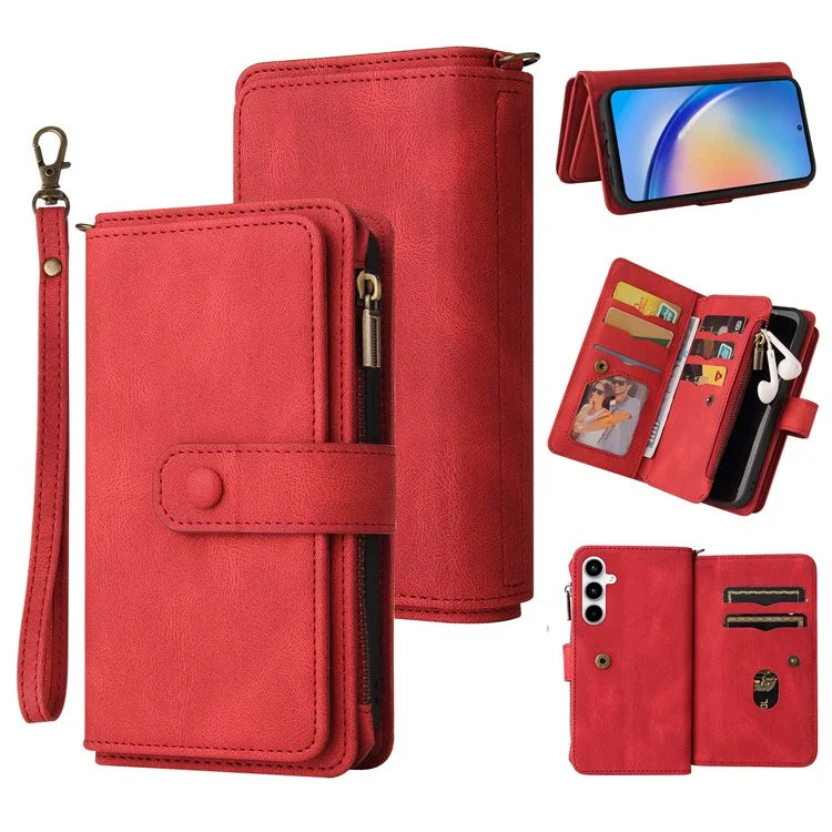 KT Multi-Functional Series-2 For Samsung Galaxy A35 5G Case Card Slots Leather Cover with Hand Strap