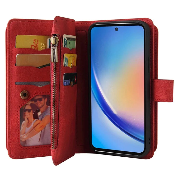 KT Multi-Functional Series-2 For Samsung Galaxy A35 5G Case Card Slots Leather Cover with Hand Strap