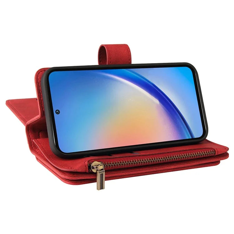 KT Multi-Functional Series-2 For Samsung Galaxy A35 5G Case Card Slots Leather Cover with Hand Strap