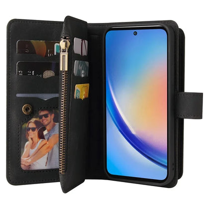 KT Multi-Functional Series-2 For Samsung Galaxy A35 5G Case Card Slots Leather Cover with Hand Strap
