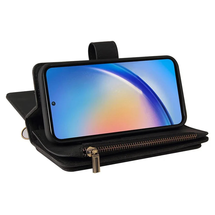 KT Multi-Functional Series-2 For Samsung Galaxy A35 5G Case Card Slots Leather Cover with Hand Strap