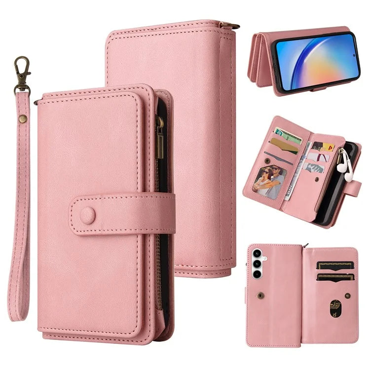 KT Multi-Functional Series-2 For Samsung Galaxy A35 5G Case Card Slots Leather Cover with Hand Strap