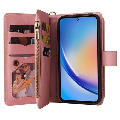 KT Multi-Functional Series-2 For Samsung Galaxy A35 5G Case Card Slots Leather Cover with Hand Strap