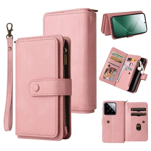 KT Multi-Functional Series-2 For Xiaomi 14 Magnetic Phone Case Skin-touch Leather Stand Cover