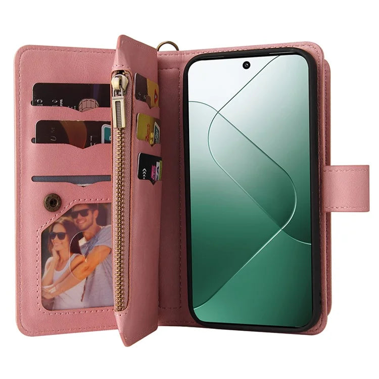 KT Multi-Functional Series-2 For Xiaomi 14 Magnetic Phone Case Skin-touch Leather Stand Cover