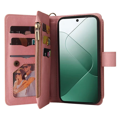 KT Multi-Functional Series-2 For Xiaomi 14 Magnetic Phone Case Skin-touch Leather Stand Cover