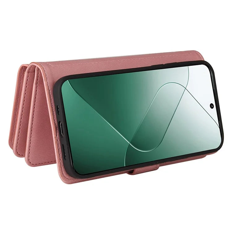KT Multi-Functional Series-2 For Xiaomi 14 Magnetic Phone Case Skin-touch Leather Stand Cover