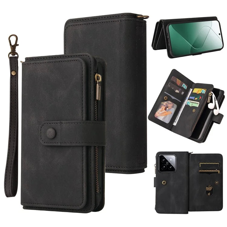 KT Multi-Functional Series-2 For Xiaomi 14 Magnetic Phone Case Skin-touch Leather Stand Cover