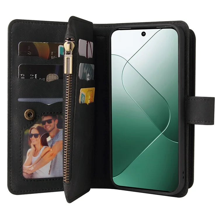 KT Multi-Functional Series-2 For Xiaomi 14 Magnetic Phone Case Skin-touch Leather Stand Cover