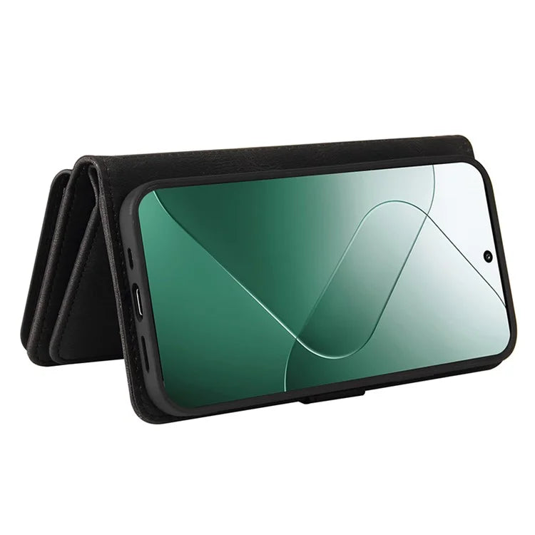 KT Multi-Functional Series-2 For Xiaomi 14 Magnetic Phone Case Skin-touch Leather Stand Cover