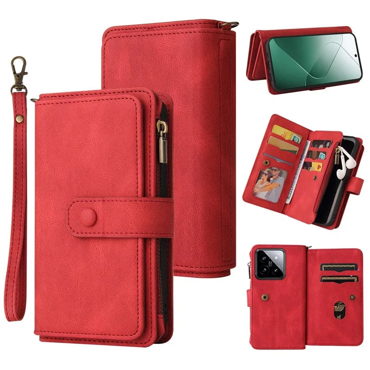 KT Multi-Functional Series-2 For Xiaomi 14 Magnetic Phone Case Skin-touch Leather Stand Cover