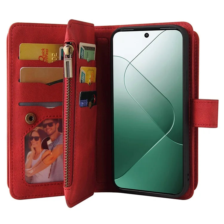 KT Multi-Functional Series-2 For Xiaomi 14 Magnetic Phone Case Skin-touch Leather Stand Cover