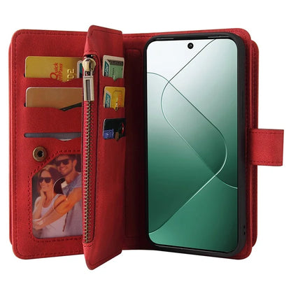 KT Multi-Functional Series-2 For Xiaomi 14 Magnetic Phone Case Skin-touch Leather Stand Cover