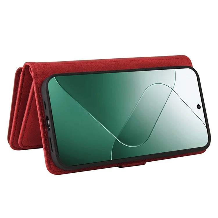 KT Multi-Functional Series-2 For Xiaomi 14 Magnetic Phone Case Skin-touch Leather Stand Cover