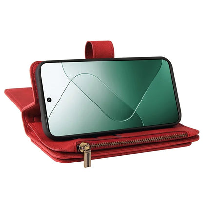 KT Multi-Functional Series-2 For Xiaomi 14 Magnetic Phone Case Skin-touch Leather Stand Cover