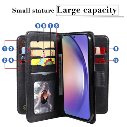 KT Multi-functional Series-1 For Samsung Galaxy A55 5G Leather Case Stand 10 Card Slots