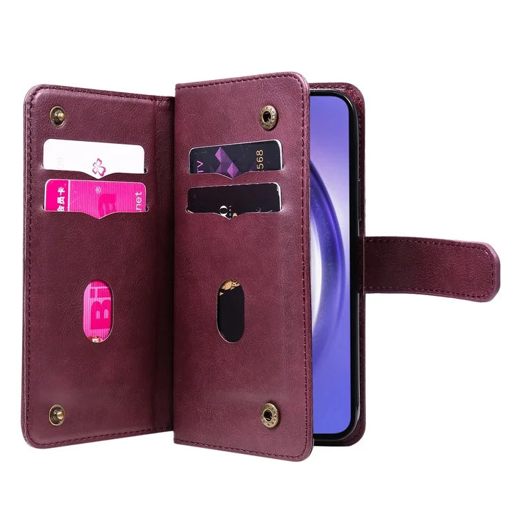 KT Multi-functional Series-1 For Samsung Galaxy A55 5G Leather Case Stand 10 Card Slots