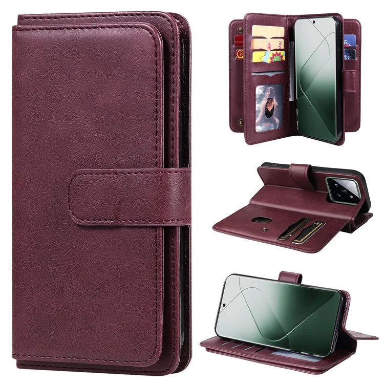 KT Multi-functional Series-1 For Xiaomi 14 Pro Leather Wallet Case with 10 Card Slots