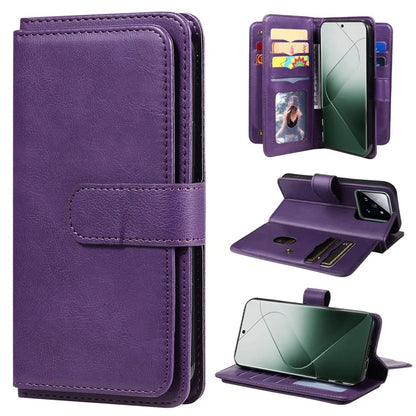 KT Multi-functional Series-1 For Xiaomi 14 Pro Leather Wallet Case with 10 Card Slots