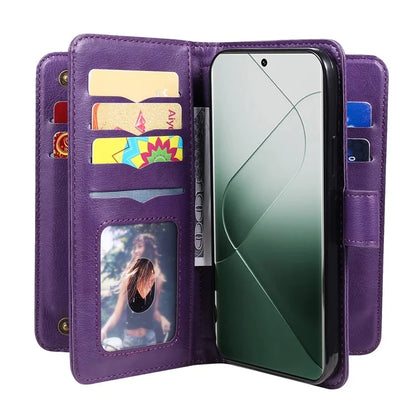 KT Multi-functional Series-1 For Xiaomi 14 Pro Leather Wallet Case with 10 Card Slots