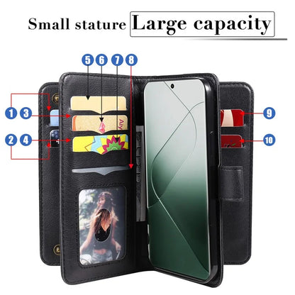 KT Multi-functional Series-1 For Xiaomi 14 Pro Leather Wallet Case with 10 Card Slots