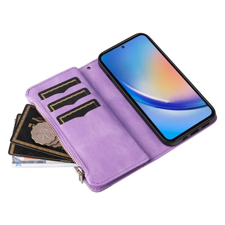 KT Multi-function Series-5 For Samsung Galaxy A35 5G Wallet Leather Case Dual Color Splicing