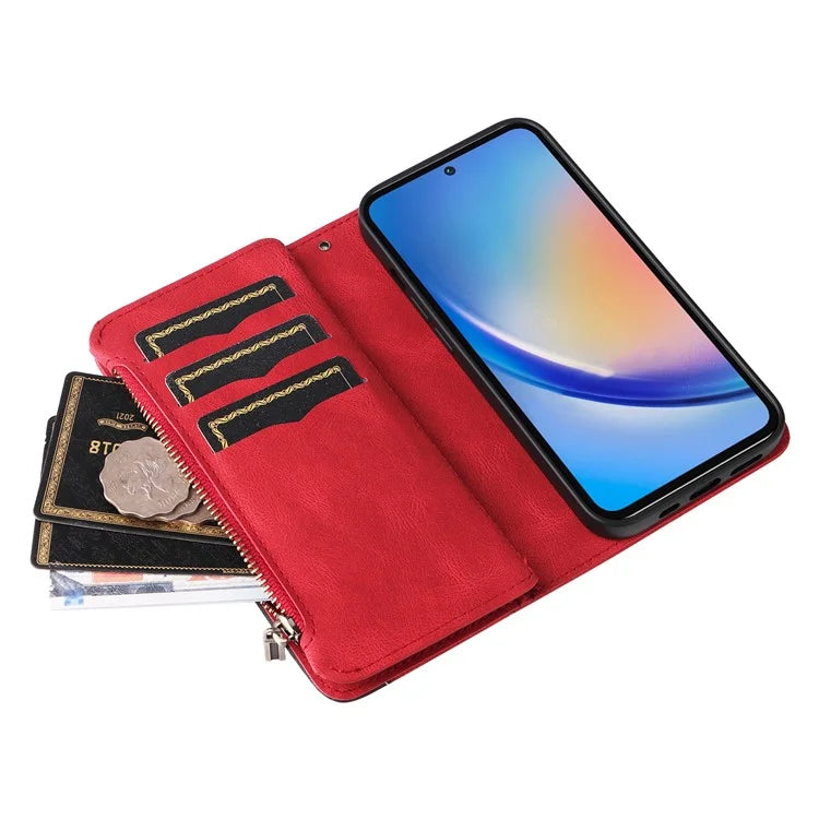 KT Multi-function Series-5 For Samsung Galaxy A35 5G Wallet Leather Case Dual Color Splicing