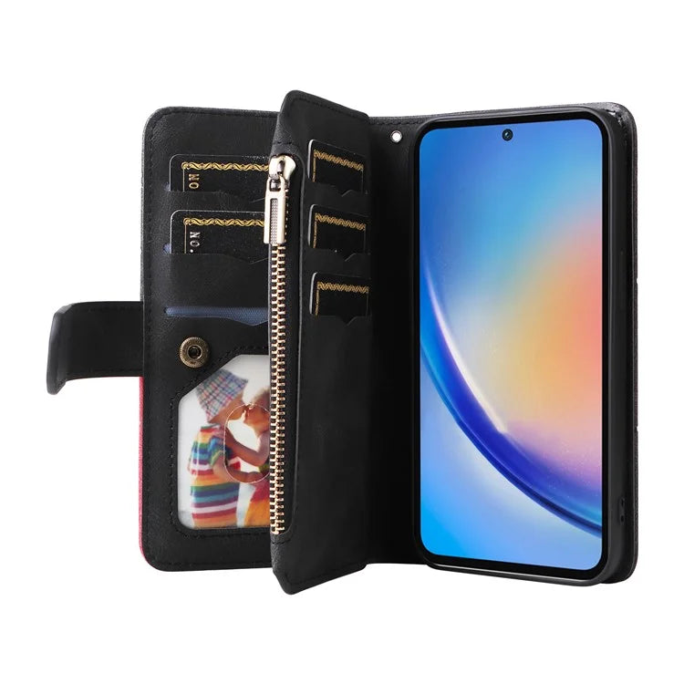 KT Multi-function Series-5 For Samsung Galaxy A35 5G Wallet Leather Case Dual Color Splicing