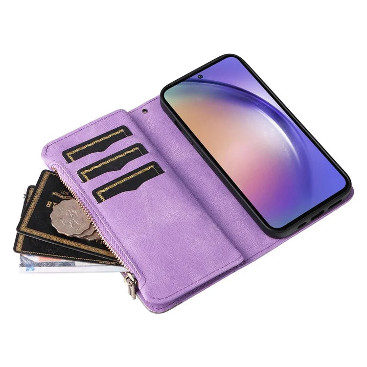 KT Multi-function Series-5 For Samsung Galaxy A55 5G Leather Wallet Case 9 Card Slots