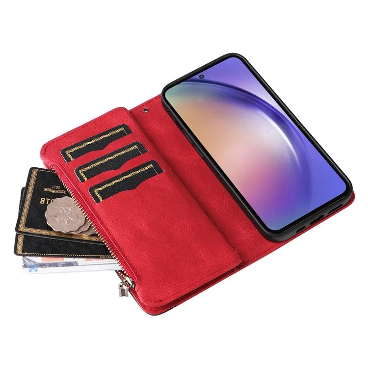KT Multi-function Series-5 For Samsung Galaxy A55 5G Leather Wallet Case 9 Card Slots