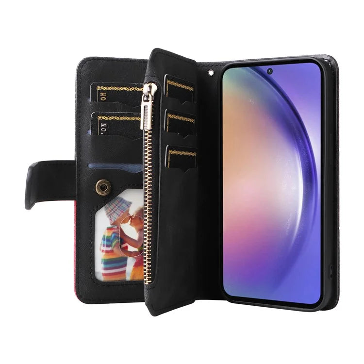 KT Multi-function Series-5 For Samsung Galaxy A55 5G Leather Wallet Case 9 Card Slots