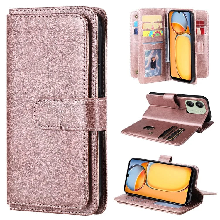 KT Multi-functional Series-1 For Xiaomi Redmi 13C 4G / Poco C65 4G Leather Case Wallet 10 Card Slots