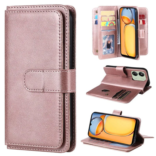 KT Multi-functional Series-1 For Xiaomi Redmi 13C 4G / Poco C65 4G Leather Case Wallet 10 Card Slots