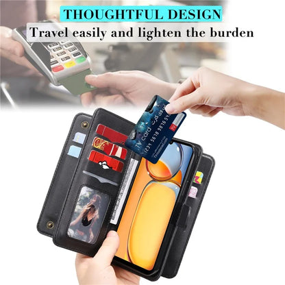 KT Multi-functional Series-1 For Xiaomi Redmi 13C 4G / Poco C65 4G Leather Case Wallet 10 Card Slots