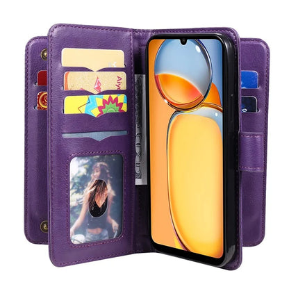 KT Multi-functional Series-1 For Xiaomi Redmi 13C 4G / Poco C65 4G Leather Case Wallet 10 Card Slots