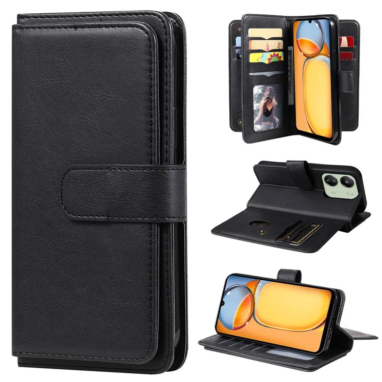 KT Multi-functional Series-1 For Xiaomi Redmi 13C 4G / Poco C65 4G Leather Case Wallet 10 Card Slots