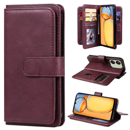 KT Multi-functional Series-1 For Xiaomi Redmi 13C 4G / Poco C65 4G Leather Case Wallet 10 Card Slots