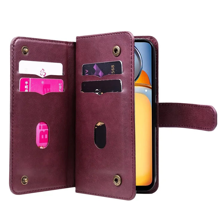 KT Multi-functional Series-1 For Xiaomi Redmi 13C 4G / Poco C65 4G Leather Case Wallet 10 Card Slots