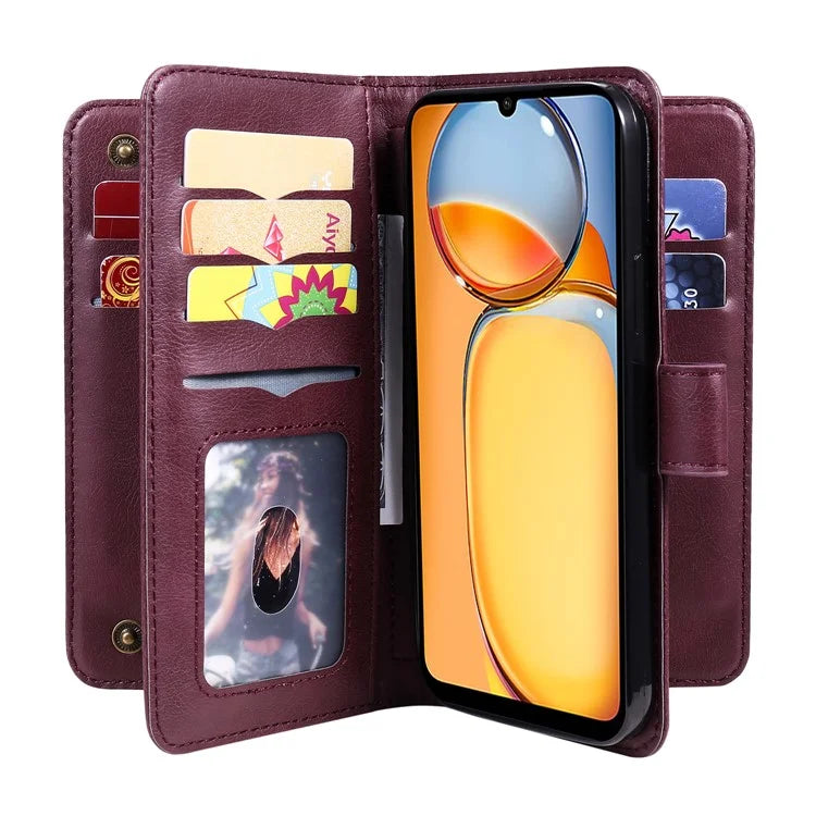 KT Multi-functional Series-1 For Xiaomi Redmi 13C 4G / Poco C65 4G Leather Case Wallet 10 Card Slots
