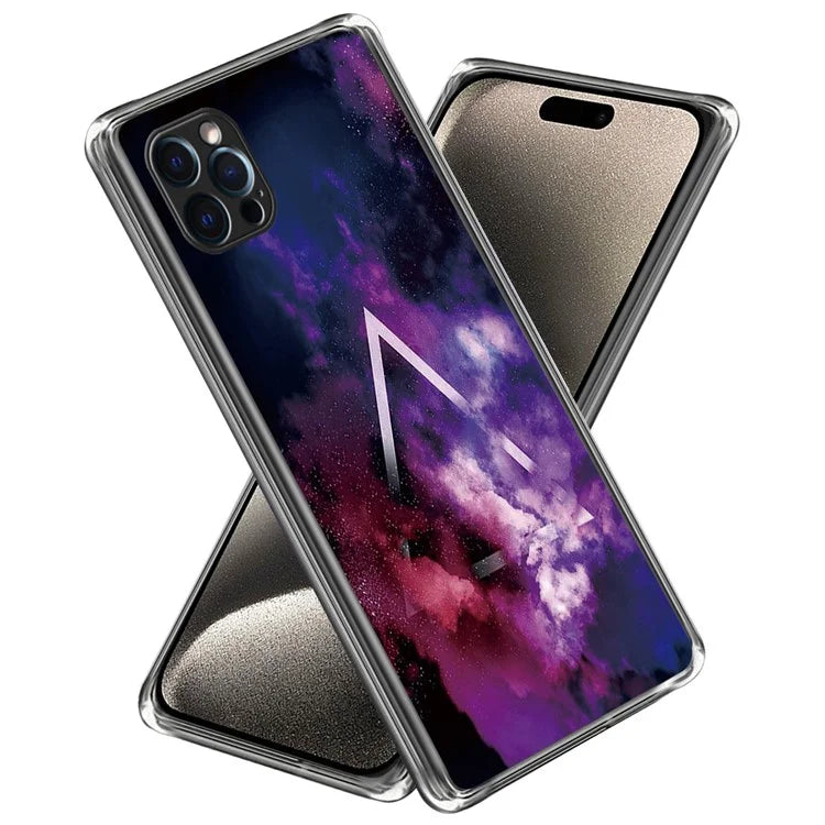 For iPhone 15 Pro Max Phone Cover Shockproof TPU Case with Pattern Printing and Fog