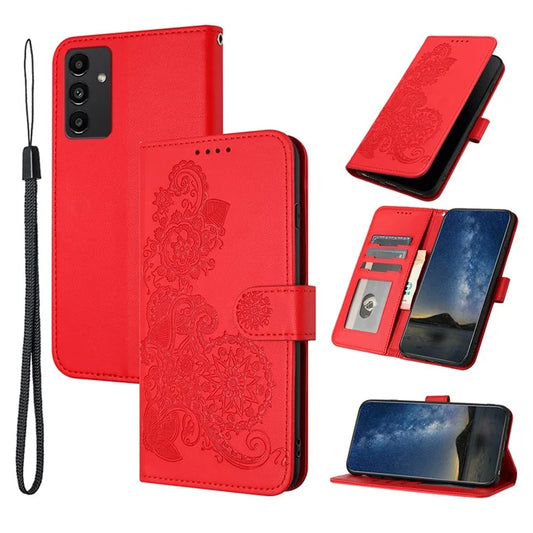 YX0050 For Samsung Galaxy A15 5G Wallet Case Leather Cover Flower Pattern