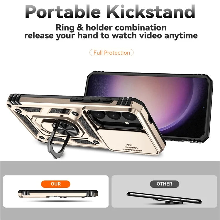For Samsung Galaxy S24+ Armour Phone Case Camera Protection Kickstand Cover