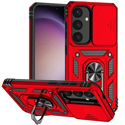 For Samsung Galaxy S24 Case with Camera Slide Protector Kickstand PC+TPU Phone Cover