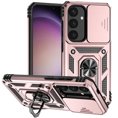 For Samsung Galaxy S24 Case with Camera Slide Protector Kickstand PC+TPU Phone Cover