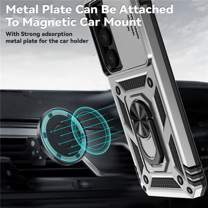 For Samsung Galaxy S24 Case with Camera Slide Protector Kickstand PC+TPU Phone Cover