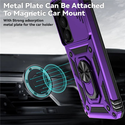 For Samsung Galaxy S24 Case with Camera Slide Protector Kickstand PC+TPU Phone Cover