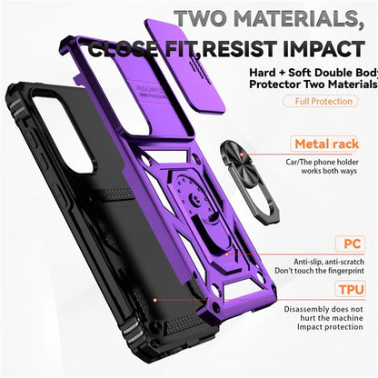 For Samsung Galaxy S24 Case with Camera Slide Protector Kickstand PC+TPU Phone Cover