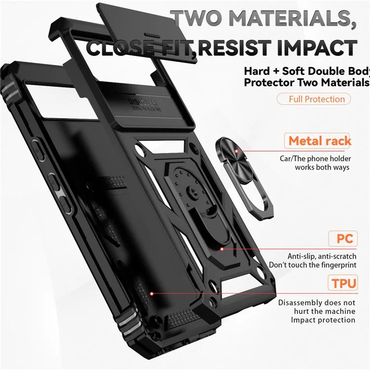 For Google Pixel 8a Phone Case PC+TPU Dual Layer Shockproof Cover Slide Camera Protection