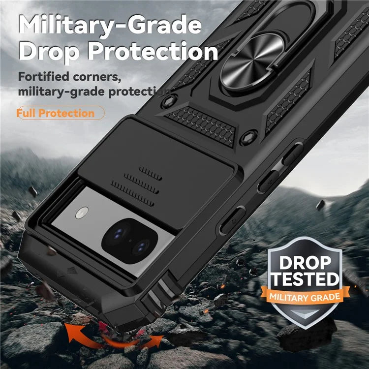 For Google Pixel 8a Phone Case PC+TPU Dual Layer Shockproof Cover Slide Camera Protection